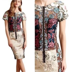 Beguile by Byron Lars Mixed Floral Jacquard Sheath Dress